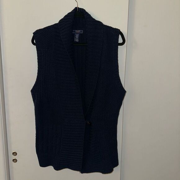 Chaps Denim Women’s Chunky Knit Button Front Sweater Vest Size XL EUC - Picture 1 of 9